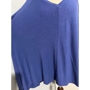 Ava & Viv Womens 3X T-Shirt Cobalt Blue V-Neck Slub Knit High-Low Cuffed Comfort thumbnail 9