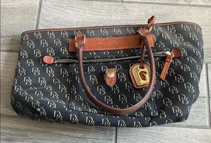Dooney & Bourke Black and Brown Logo Satchel thumbnail 1