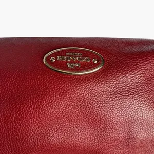 Coach Edie Pebbled Leather Shoulder Bag Red Large Hobo Tote Turnlock Zip Purse thumbnail 4