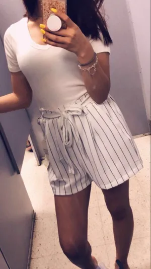 White Shorts With Blue Stripes thumbnail 2