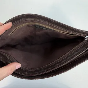 VTG M.F. Marangi Chocolate Brown Leather Snake Skin Clutch‎ Bag Purse Zip Italy thumbnail 8