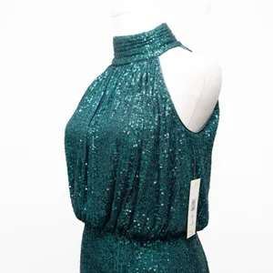 Eliza J Sequin Emerald Mock Neck Cocktail Dress‎ thumbnail 11