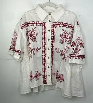 We the Free  Spring Refresh Top In White Embroidered size Large thumbnail 1