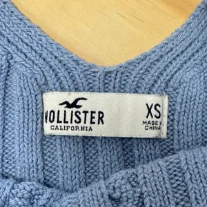 Hollister Cable Knit Sweater Tank Top Blue V-Neck Cropped Camisole XS Pastel thumbnail 5