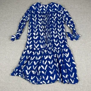 Maeve Anthropologie‎ Dress Womens XS Blue Geometric Henley 3/4 Sleeve thumbnail 9