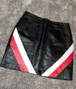 Vera & Lucy black lether skirt with red & white thumbnail 1