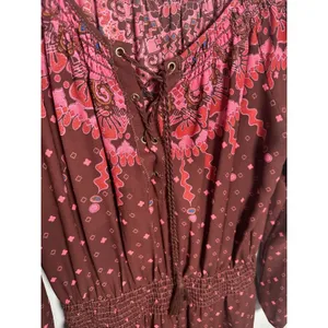 Chelsea‎ & Violet Small Womens Maxi Dress Long Sleeve Burgundy Boho Peasant thumbnail 8