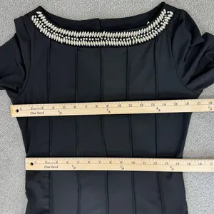 Maria Gabrielle Beaded Neckline Belted Panel Knit Midi Dress Black Large‎ thumbnail 11