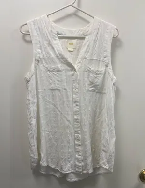 Anthropologie Maeve white tank top women’s size large thumbnail 1