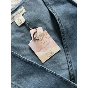 NWT Happily Grey Denim Vest Medium Wash Button Front Cropped Waistcoat Size M thumbnail 4