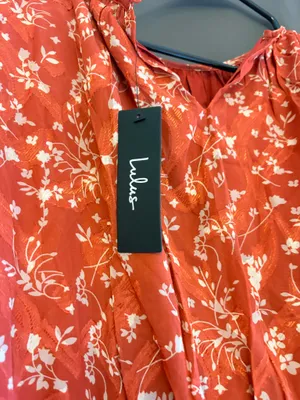 NWT Lulus Too Cute Rust Red Floral Print Smocked Long Sleeve Mini Dress thumbnail 5