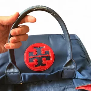 Tory Burch Ella Color-Block Nylon Tote Bag Royal Navy Cherry Apple Red thumbnail 6