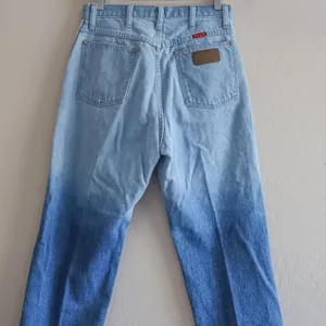Vintage Wrangler Jeans Cowboy Cut Ombre Dip Dyed Made‎ in USA Size 11x34 14MWZ thumbnail 11