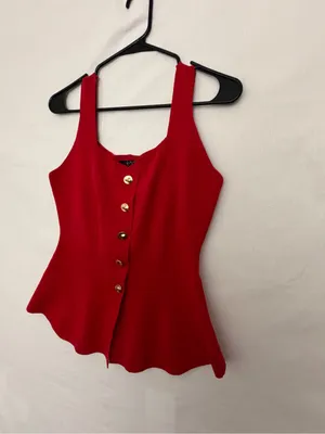 Milk & Honey Womens Red Knit Peplum Tank Top Gold Button Front Size S(A901) thumbnail 3