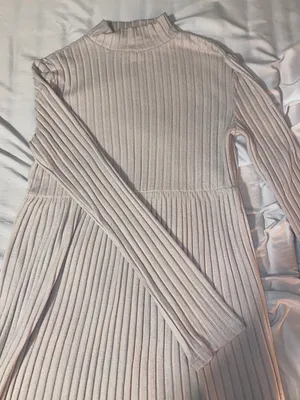 Neutral Mock Neck Sweater Dress Tan thumbnail 2