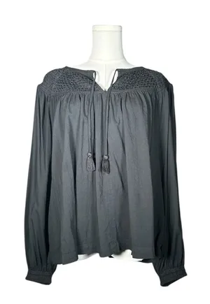 Old Navy Black Blouse with‎ Tassel Accents thumbnail 1