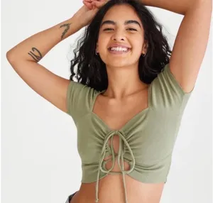 Aeropostale tie front cut out crop top thumbnail 1