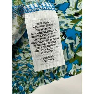 Halogen Blue Green Floral Cap Sleeve Ruched Waist Midi Dress HA469372MI Womens S thumbnail 7