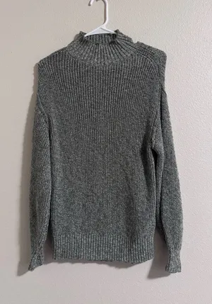 aerie Gray Ribbed Mock Neck Sweater thumbnail 1