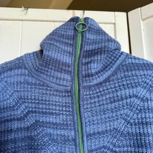 5/$65 Aerie Womens Sweater Sz S‎ Blue Funnel Neck Quarter Zip Green Stripe thumbnail 7