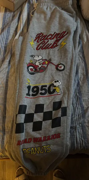 Snoopy Racing Sweatpants Gray Size M thumbnail 1