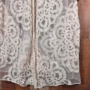 Veveret Ivory Floral Lace Kimono Duster Sheer Boho Bridal Swim Cover Up M/L thumbnail 3