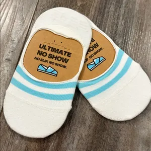 TOMS white/blue stripes no show socks set 2 pair size medium 8-10.5 women NEW thumbnail 4