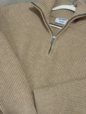 Old Navy Tan Quarter-Zip Mockneck Mini Sweater Shift Dress Oatmeal Heather XL thumbnail 4