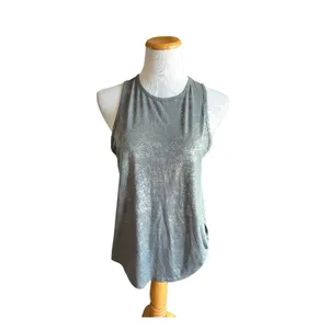 Womens All In Motion Gray Silver Metallic Tie Activewear Tank Top - Sz M thumbnail 3
