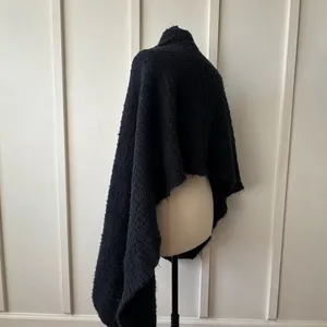 Cozy Black Bouclé Shawl Wrap thumbnail 3