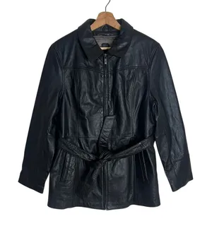 Wilson's leather thinsulate black leather Collared Zip Front Pockets‎ jacket L thumbnail 1