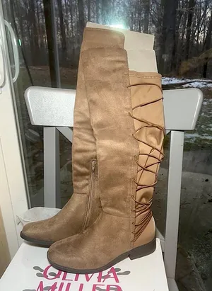 Light Brown Strappy Back Knee High Boots Tan Size 7.5 thumbnail 3