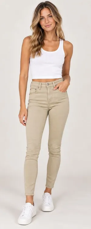 Aeropostale High Rise Jegging Skinny Pants Khaki Beige 0 thumbnail 1