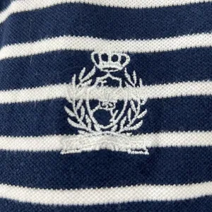 Jones New York striped short sleeve polo navy and white thumbnail 3