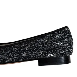 Like New Sam Edelman Sara Leather Tweed Flats Black Silver Size 7.5 thumbnail 4