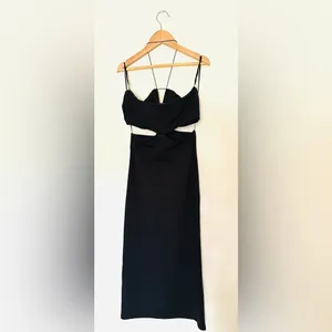 Zara Cutout Dress‎ | Black Strapless | Sz Medium | Midi thumbnail 6