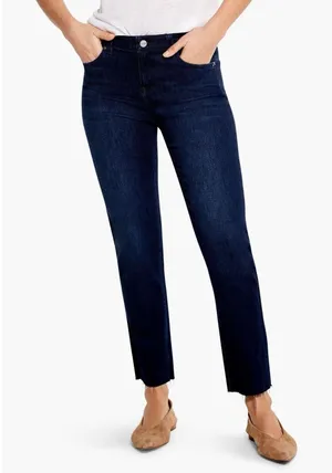 NIC+ZOE Mid Rise Straight Jeans Women 31 Twilight Blue Raw Hem Denim ALL1882 thumbnail 1