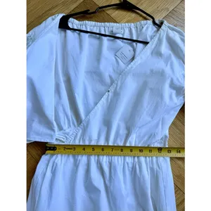 Club Monaco Rowlen Cotton Poplin Wrap Dress w/ Ruffled Sleeves, Sz 2, White thumbnail 12