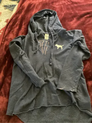Victoria's Secret PINK Navy Hoodie with Pink Stitching thumbnail 1