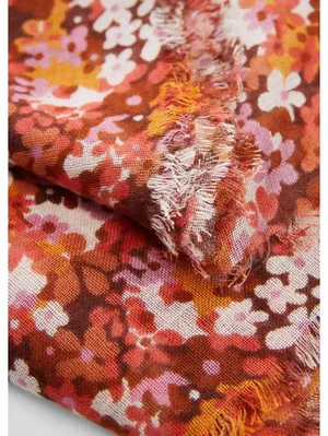 Mango Linen Blend Floral Print Scarf NWT Florence Pink Orange thumbnail 3