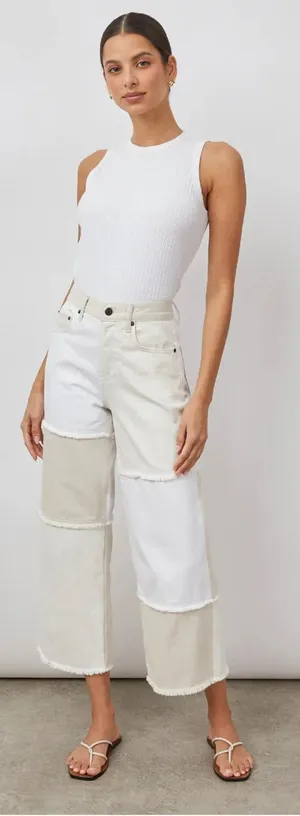 Rails The Getty Crop Wide Leg in Ecru Patchwork Size 25 thumbnail 1
