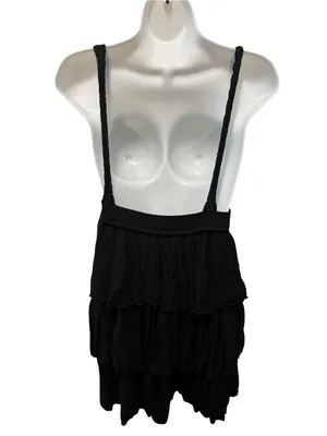 Zara Crochet Ruffle Tiered Black Dress Sz M little black Babydoll Summer Boho thumbnail 4