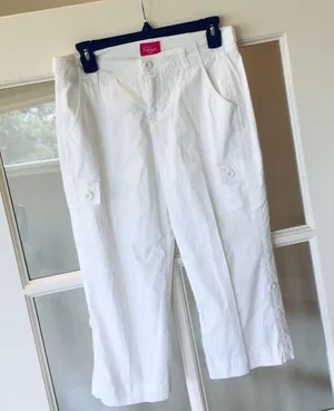 Pappagallo White Capris Crop Pants Womens 4P Cargo thumbnail 5