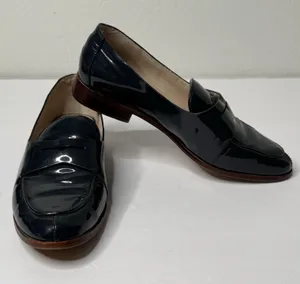 Louise et Cie Patent Leather Loafers Size 7M Blue Preppy Nerdy Glossy Slip On thumbnail 1