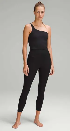 LULULEMON Ribbed Nulu Asymmetrical Yoga Tank Top in Black Sz. 10 thumbnail 1