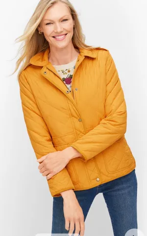 Talbots Yellow Quilted Barn Snap-Front Full Zip Collared Jacket thumbnail 1