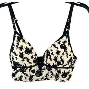 INC International Concepts Bralette‎ S Tan Black Velvet Floral Wirefree Coquette thumbnail 5