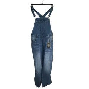 Flamingals Womens Denim Overalls XL Medium Wash Straight Leg Carpenter 80498 NEW thumbnail 9