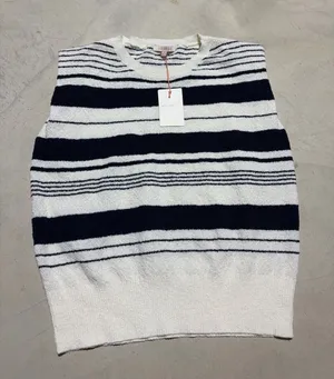Skies are blue NWT terry cloth Striped Sweater tank navy medium MSRP$53 thumbnail 1