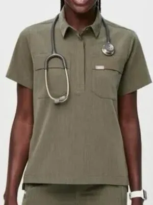 Figs Saiya Cargo scrub top heathered olive green NEW XXS limited edition thumbnail 2